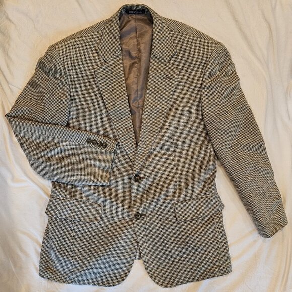 Towncraft Men's Vintage Houndstooth Sport Coat Blazer Suit Jacket 100% Silk 40S - Picture 1 of 8